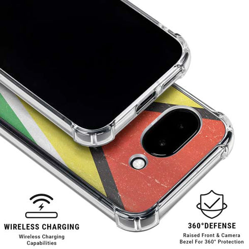Guyana Flag Distressed Google Pixel 9a Clear Case